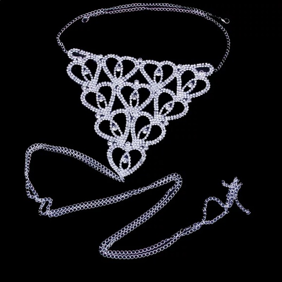 ✨ Crystal Goddess Silver Rhinestone Thong Panty - Picture 8 of 8